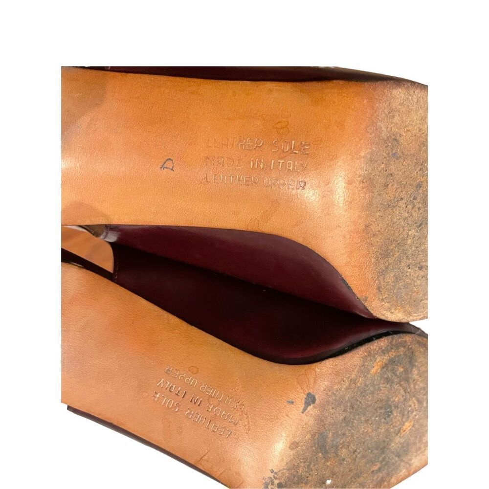 Vintage Salvatore Ferragamo Cesvan Burgundy‎ Wine Colored Slingback Heel Size 6 - Picture 9 of 9